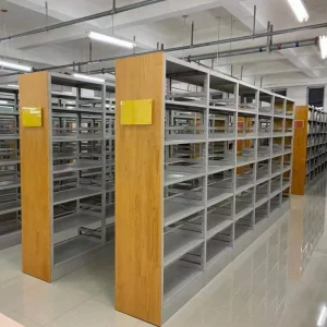 Modern Steel Double Sided Modular Space Saving Durable Eco Friendly 4 Shelf Bookshelf for Library and School