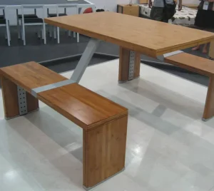 Modern Steel Eco Friendly Durable 4 Seater Fast Food Canteen Hospital Dining Restaurant Furniture Benches and Tables Set