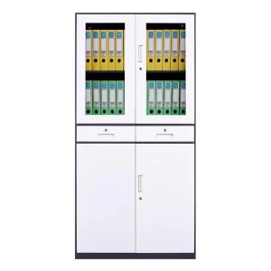 Modern Steel File Cabinet Glass Door Iron Metal Aesthetics Practicality Combined for Office Building Corporate Use