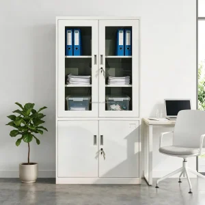Modern Steel Filing Storage Cabinet with Glass Door Versatile Furniture for Office School Living Room Gym Hotel or Hospital