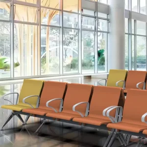 Modern Steel Green PU Leather Cushion Commercial Waiting Chair for Airport Hotel Park Hospital School Bus Station