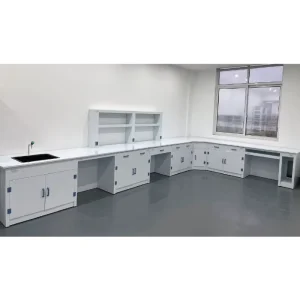 Modern Steel Laboratory Furniture with Safety Features Including Lockable Cabinets and Rounded Corners for Hospital School Use
