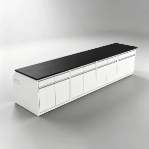 Modern Steel Laboratory Workstation Bench with Floor Mounting Cable Management Storage Cabinet for School and Hospital Use