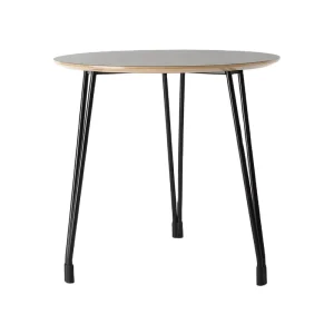 Modern Steel Legs Round Wood Top Coffee Table in White Black for Home Living Room and Dining Areas