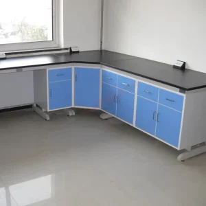 Modern Steel Movable Laboratory Furniture Bench Sink Epoxy Surface 3 Drawers Acid Alkali Resistance for School Hospital Use