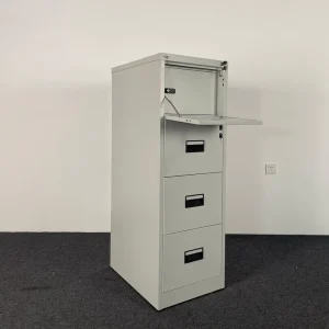 Modern Steel Office Filing Cabinet 4 Drawer Safe Storage with Key Lock Eco Friendly Design Steel Grey