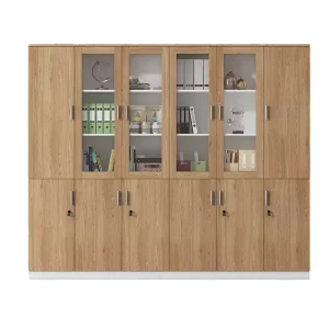 Modern Steel Office Filing Cabinet Storage Sideboard Cupboard with Glass Doors Commercial Office Building Furniture