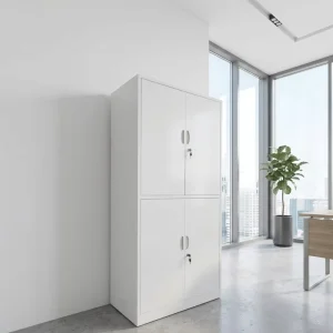 Modern Steel Office Furniture Double Section 4 Door File Cabinet for Hospital School Use Metal Filing Storage Cupboards
