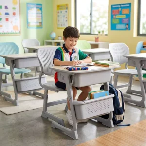 Modern Steel Student Chair and Desk Set School Furniture Durable Eco Friendly