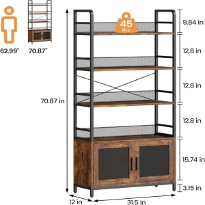 Modern Steel & Wood Bookcase for Living Room Office Dining Space Saving Eco Friendly Storage Furniture