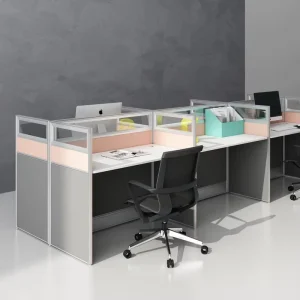 Modern Straight 6 Person Office Cubicle Workstation with Partition Customizable Cubicle Desk for Call Center