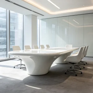 Modern Streamlined High Gloss FRP Conference Table Durable Fiberglass Meeting Table for Executive Office Boardroom Use
