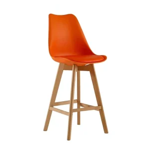 Modern Strong Commercial Bar Stool with Plastic Wood Legs for Farmhouse Home Bar and Outdoor Dining