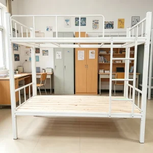 Modern Strong Metal Double Steel Bunk Bed Space Saving Design for Kids Adults Dormitory Bedroom Apartment School Farmhouse Hotel