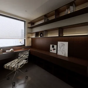 Modern Study Room Fitted Bookshelf Custom Modular Wood Bookcase Interior Design & Custom Drawing Projects