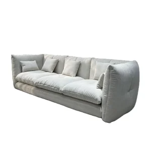 Modern Style 3 Seat with Ottoman Living Room Sofa Set Straight Sofa Cotton and Linen Fabric Sofa Living Room Furniture