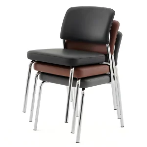 Modern Style Armless with Back Support Stackable Chair PU Conference Rooms Chair Office Leather Chair