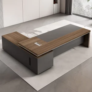Modern Style Aviation Luxury Wood Desk L Shaped Office Table with Comfortable Used Chair Workspace Furniture