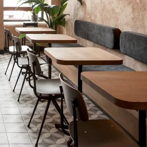 Modern Style Cafe Bar Restaurant Solid Wood Dining Table Dining Chair Sofa Card Seat Combination