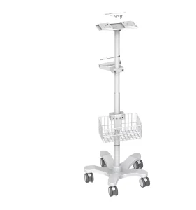 Modern Style Clinic Trolley Cart with Basket & Monitor Favourable Price Mobile Hospital Workstation