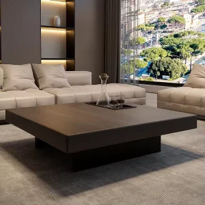 Modern Style Coffee Table Furniture Square Solid Wood Hole Stone Coffee Table Wooden Coffee Table in Living Room