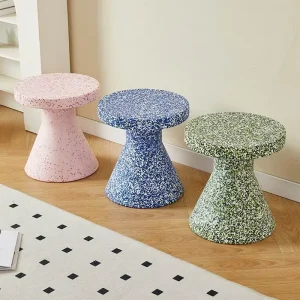 Modern Style Color Granular Plastic Round Tea Table Living Room Side Coffee Table Light Luxury