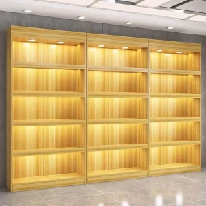 Modern Style Commercial Furniture Supermarket Rack for Retail Wood Panel Shelf for Shopping Mall Hotel Home Bar