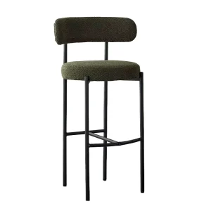 Modern Style Contemporary High Bar Chair Stool with High Back Metal Legs Durable Fabric for Hotel & Commercial Use