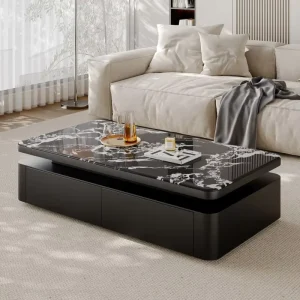 Modern Style Crystal Stone Teahouse High end Rectangular Tea Table with Large Storage Capacity and Drawers