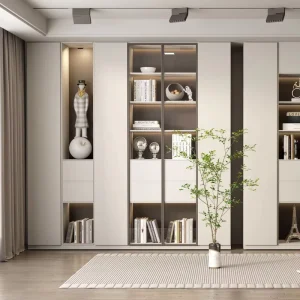 Modern Style Custom shaped Wood Bookshelves Modular Design Eco Friendly 6 Tier for Hotel Home Office Living Room Whole House