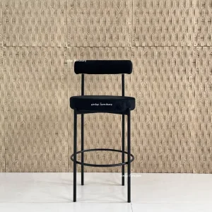 Modern Style Durable Black Metal Bar Stool with Soft Cushion for Home Bar Hotel Outdoor Events