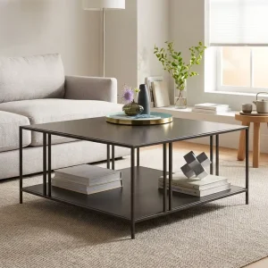 Modern Style Durable Steel Square Design Coffee Table for Small Office Spaces