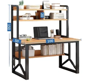 Modern Style Economy Large Desktop Bookshelf Integrated Office Laptop Table for Student with Bookcase Computer Desk
