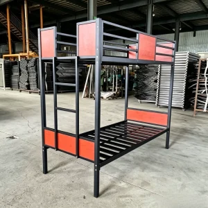 Modern Style Full Over Full Bunk Bed with Safety Rail and Built in Ladder for Bedroom Dormitory Use
