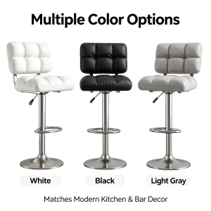 Modern Style Height adjustable Outdoor bar Stool with Footrests Suitable for Kitchens Dining Rooms and Central Island Counters