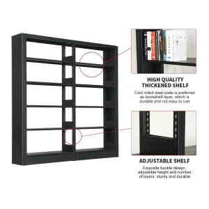 Modern Style Home Steel Bookcase Simple Study Display Rack Student Moisture Proof Easy to Clean Book Shelf