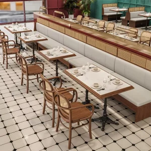 Modern Style Hotel Cafe Bar Restaurant Solid Wood Dining Table Dining Chair Sofa Card Seat Combination