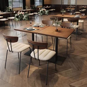 Modern Style Hotel Cafe Music Restaurant Bar Theme Restaurant Solid Wood Dining Table Dining Chair Set