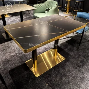 Modern Style Hotel Cafe Restaurant Stainless Steel Dining Table Commercial Furniture