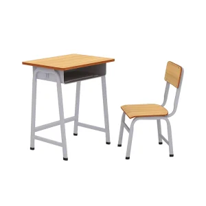 Modern Style Indoor Outdoor Classroom Furniture Steel Wood Deskchair Set for School Apartment Park Hospital Use