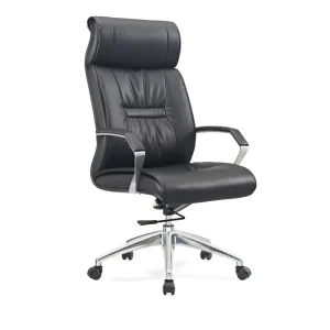 Modern Style Large Class Home Office Swivel Chair Comfortable Leather Boss Sedentary Reclining Lifting Feature Aluminum Frame No