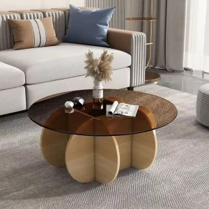 Modern Style Living Room Glass Coffee Table with Durable & Easy to Clean Design Home Furniture