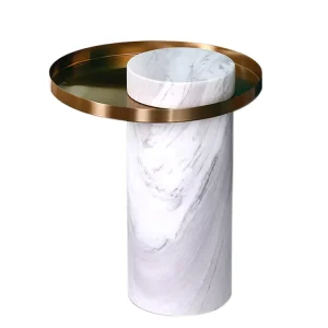 Modern Style Luxury Golden Stainless Steel Living Room Marble Side Table