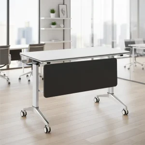 Modern Style MFC Office Student Desk Folding Table Convertible Extendable Training Room Table Wheels Commercial Use