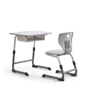 Modern Style Metal Adjustable Table and Chairs Set with Storage for University Students School Use