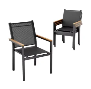 Modern Style Metal Aluminum Stackable Outdoor Garden Treslin Chair Tilting Comfortable Patio Dining Living Room Hotel