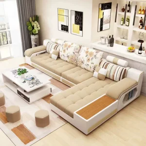 Modern Style Minimalist Living Room Combination Large Fabric Sofa