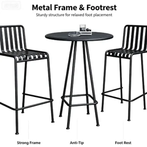 Modern Style Outdoor Dining Bistro Table Commercial Pub Banquet Garden Restaurant Hall Iron Metal Base Bar Table Durable