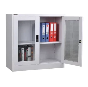 Modern Style Short Type Steel File Cabinet with Glass Door Simple Fashion Home Office Storage for Bedroom Use
