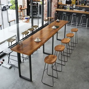 Modern Style Solid Wood Bar Table Chair Set Home Living Room High Narrow Table for Milk Tea Shop Long Partition Balcony Friendly